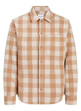 Chemise Oversize Jack and Jones Zac à Carreaux Camel pour Homme