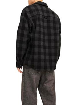 Chemise Oversize Jack and Jones Zac à Carreaux Gris pour Homme