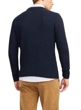 Pull Jack and Jones Craig Torsadé Marine pour Homme