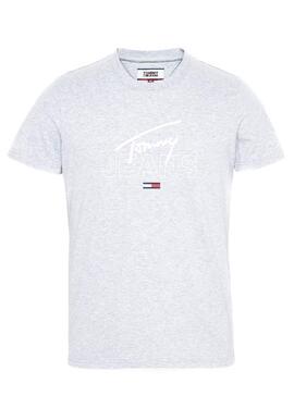T-Shirt Logo Tommy Jeans Script Gris Homme