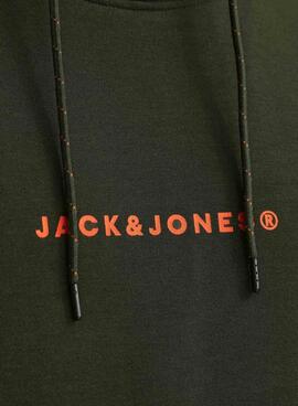 Sweat-shirt Jack and Jones Tree à Capuche Verte pour Homme