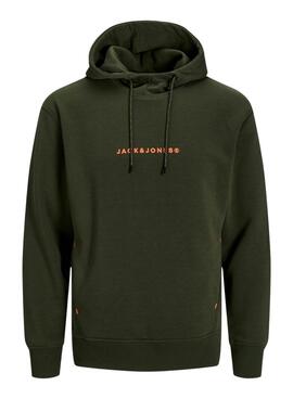 Sweat-shirt Jack and Jones Tree à Capuche Verte pour Homme