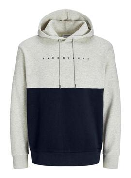 Sweat-shirt Jack and Jones Blocked Beige et Marine pour Homme