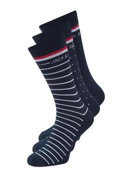 Boîte de 3 Chaussettes Jack and Jones Jacarbo Organic Bleu pour Homme