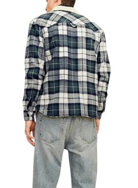 Chemise Oversize Jack and Jones Zac Teddy à Carreaux Verte pour Homme