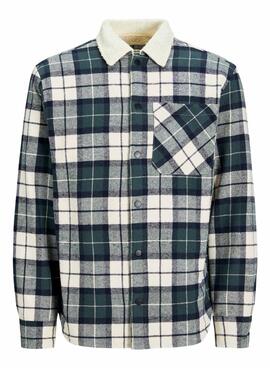 Chemise Oversize Jack and Jones Zac Teddy à Carreaux Verte pour Homme