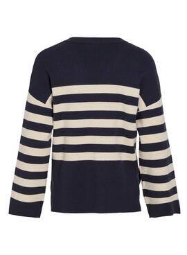 Pull Vila Violivinja Marine Rayures pour femme