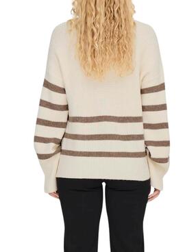 Pull Only Monna A Rayures Beige pour femme