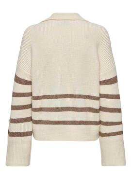 Pull Only Monna A Rayures Beige pour femme