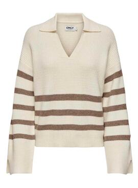 Pull Only Monna A Rayures Beige pour femme