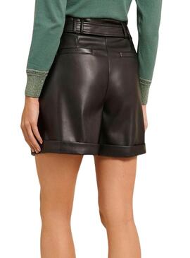 Short Naf Naf Ring Simili Cuir Noir pour femme