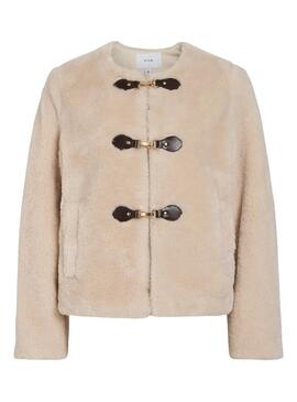 Veste Vila Vishup Fourrure Beige pour femme