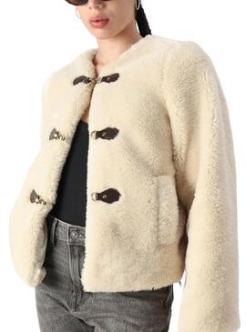 Veste Vila Vishup Fourrure Beige pour femme