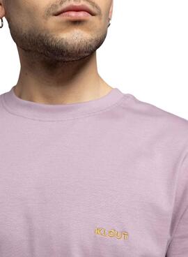 T-shirt Klout basique brodée mauve pour homme