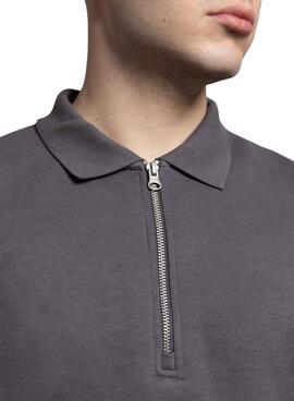 Sweat à capuche Klout Mid Zip gris pour homme