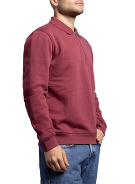 Sweatshirt Klout Mid Zip bordeaux pour homme.