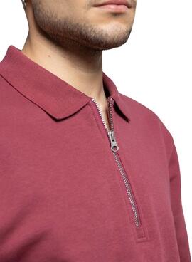 Sweatshirt Klout Mid Zip bordeaux pour homme.