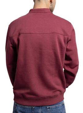 Sweatshirt Klout Mid Zip bordeaux pour homme.