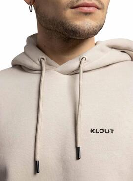 Sweat à capuche Klout beige brodé pour homme.