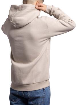 Sweat à capuche Klout beige brodé pour homme.