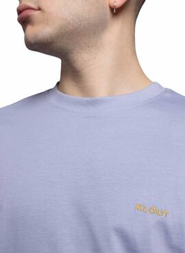 T-shirt Klout de base brodée bleue pour homme