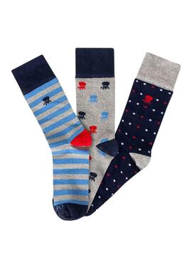 Ensemble de 3 chaussettes El Pulpo multicolores  pour homme