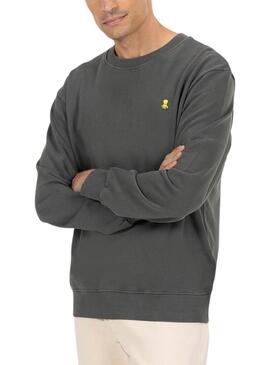 Sweatshirt El Pulpo gris brodé pour homme