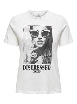 T-shirt Only Alba blanc pour femme