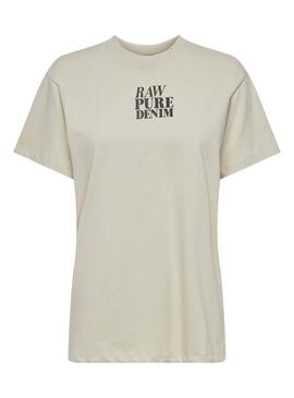 T-shirt Only Fleur beige pour femme