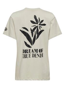 T-shirt Only Fleur beige pour femme