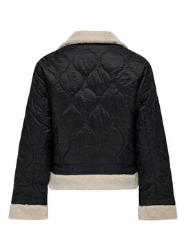 Veste matelassée noire pour femme Only Vania style aviateur.