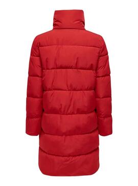 Manteau rembourré rouge Only Newcool pour femme.