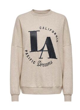 Sweatshirt Only Deborah beige pour femme