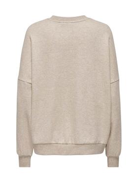 Sweatshirt Only Deborah beige pour femme