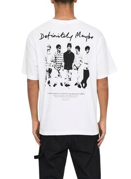 T-shirt Only and Sons Oasis Definitely Maybe blanc pour homme