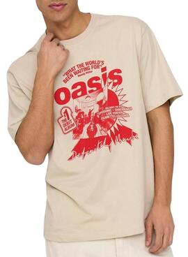 T-shirt Only and Sons Oasis Cartoon beige pour homme