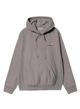 Sweat à capuche Carhartt American Script gris pour homme