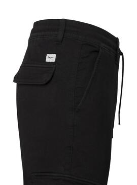 Pantalon Pepe Jeans Gymdigo cargo noir pour homme