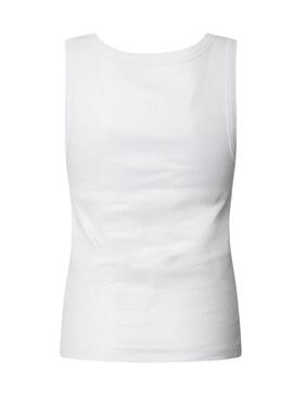 T-shirt Pepe Jeans Lacey côtelé blanc pour femme