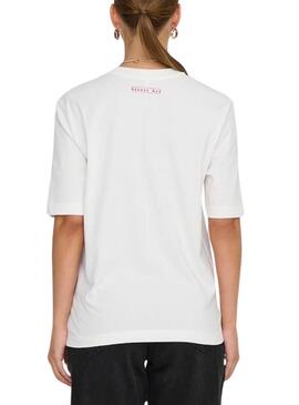 T-shirt Only Carol Art blanc et rouge pour femme