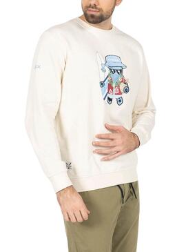 Sweatshirt El Pulpo Hawaïen beige pour homme