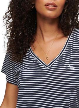 T-shirt à rayures marine Superdry pour femme