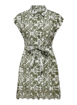 Robe chemise imprimée vert Only Lou pour femme