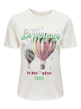 T-shirt Only Lucy Voyage Blanc Pour Femme