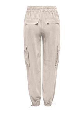 Pantalon Only Aris Parachute Cargo Beige Pour Femme