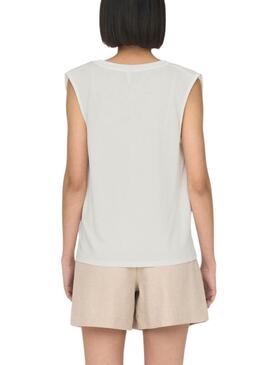 T-shirt Only Free Modal Satin Beige Pour Femme