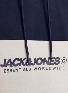 Sweat à capuche Jack and Jones Elegacy Blocking marine pour homme.