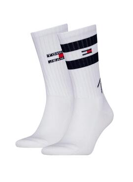 Retournez-moi seulement la traduction en français de ceci : Pack 2 chaussettes Tommy Jeans Sport Stripe blanc pour homme et femme.