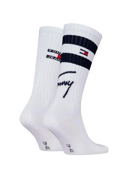 Retournez-moi seulement la traduction en français de ceci : Pack 2 chaussettes Tommy Jeans Sport Stripe blanc pour homme et femme.