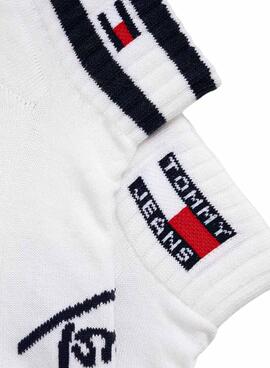 Paquets de 2 chaussettes Tommy Jeans Sports à rayures blanches pour homme et femme.